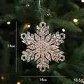Rose gold snowflake Christmas tree ornament with glitter finish 14cm hanging decoration - Snowflake Type D