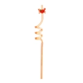 Reusable orange spiral straw featuring a cute red crab cartoon toy for kids parties - Orange