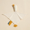 Muslin baby comforter swan toy in cream white soft double gauze for newborns - Milk White (Goose)