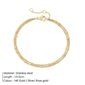 Detail of double-layer stainless steel beaded chain in 14K gold finish showing clasp - Double Layer Gold (YS35092)