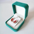 Watermelon stud earrings with crystals in a green velvet jewelry box gift set - 7x7 Medium Pendant Box / Emerald Green White Inner