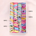 Colorful macaron kids hair accessories set with 50 and 100 piece elastic hair ties - C24 (300-Piece OPP Set No Box)