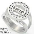 Bague MOM argentée avec cristaux blancs, largeur 16mm, poids 7g, élégante - US 6 / Style Strass évidé à Lettres Rondes (Mae)(KR47892-K) / Argenté