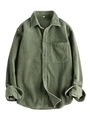 Chemise en velours côtelé vert olive pour hommes avec manches longues et une poche frontale - XS / Hauts / Vert Militaire