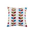 Square white pillowcase featuring colorful vertical leaf embroidery in bohemian style - 45*45cm (No Core) / Pastoral Style 16 (Colored Leaves)