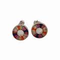 Orecchini a perno in acciaio inox argento con zirconi colorati in castone tondo - Stile Argento con Zirconia Multicolore (PEK1760)