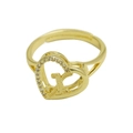 Adjustable golden heart ring with crystal accents and lowercase letter K charm - Adjustable Open / Letter X