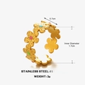 Golden stainless steel ring with colorful enamel flower patterns and 1.7cm inner diameter - Gold Colorful Flowers