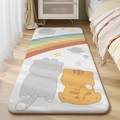 Cartoon bedside rug featuring cute cats and rainbow pattern for children's bedroom decor - Star Picking