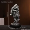Nordic resin face sculpture Silence is Gold with antique silver finish for home decor - See No Evil / Worn Silver