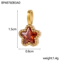 Macro shot of 1.5cm star pendant with orange zircon and gold-plated stainless steel - BP48760B3A0-Red Star Pendant