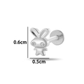 Orecchino a perno a coniglio in titanio G23 argento con occhi di cristallo - Stile Coniglietto (T2510-4#银)