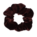 Detailed texture of chocolate brown velvet scrunchie showing soft fabric and sheen - Dark Brown