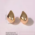 Polished golden stainless steel teardrop earrings in a minimalist geometric style - Stainless Steel Bold Teardrop Studs