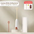Mousseur à lait électrique blanc crème avec tiges antibactériennes et boîte de rangement - Ensemble Antibactérien (Pile incluse + Goupillon) / Brun Brouillard de Soie