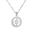 Silver Celtic witch knot necklace featuring a round rhinestone-studded circular pendant - Style 4 / Steel