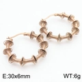 Pendientes de aro retro en acero inoxidable bronce con diseño de espiral rugosa - Oro Rosa (KE111660-KFC)