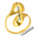 Detailed dimensions of gold irregular open ring measuring 2.7cm by 1.7cm in 304 steel - Gold