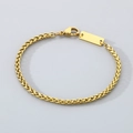 Pulsera de cadena de trigo de acero dorado con placa rectangular personalizable - Pulsera de 3mm / Dorado