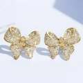 Exquisite 18K gold plated bow earrings with micro-pave cubic zirconia crystals - E2843 Stud Earrings / Gold