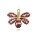 Macro view of purple glitter enamel bee pendant with golden metal outline and detailed wings - Purple Bee Pendant