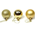 Tre palline di Natale dorate con finiture glitter, lucide e opache per decorazioni - Oro / 3cm