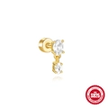 Gouden S925 sterling zilveren oorknopjes met schitterende ronde zirkonia steentjes - Stijl 2 - Gouden Dubbele Ronde Steen (Enkel)