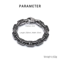 Retro punk style stainless steel link chain bracelet for men with vintage silver finish - Retro Steel Color (KB184815-KJX)