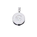 Silver stainless steel pendant with letter G and iridescent mother of pearl inlay - Letter G / 22mm (1 Piece/Pack) / Steel