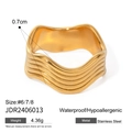 Wasserdichter goldener Wellenring aus Edelstahl mit Maßangaben und Spezifikationen - Goldener Wellen-Mehrschicht-Stil (JDR2406013-7)