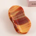 Classic amber acetate hair claw clip with modern checkered texture and large grip size - Amber Grid Pattern (H660)