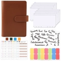 Brown PU leather A6 budget binder set with cash envelopes and expense tracker sheets - Macaron Brown Set