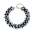 Adjustable gunmetal heart-shaped link chain necklace for pets with lobster clasp - Gray