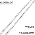 Klassische silberne Edelstahl-Perlenkette, Größe 550x3,5 mm und Gewicht 20 g - 550x3.5mm / Stahlfarbe