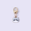 Cute cartoon raccoon charm with golden heart clasp for bags and keychains - Blue Gray Cat Head