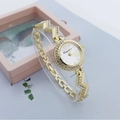 Elegant gold quartz watch for women with rhinestone-studded Z-shaped bracelet and dial - Z-Shape Rhinestone Strap / Style A Gold