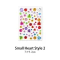 Colorful small heart gemstone stickers for DIY crafts, mixed colors style 2, 7x9.2cm sheet - Small Heart Style 2