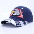 Men's navy blue baseball cap with white striped brim and USA eagle embroidery - Adjustable / Blue