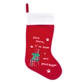 Red plaid dog silhouette Christmas stocking with plush cuff and paw prints decoration - Dog Pattern