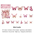 Roze PET vlinderstickers met schelpglans en laser gouden afwerking, set van 30 - Miststad (Roze Serie)