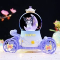 Kuromi themed carriage crystal ball with purple details and glowing interior light - MK Medium 80 Snowfall + Color Light / 2437 Purple Base (Kuromi)