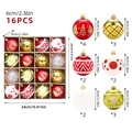 Set di 16 palline di Natale da 6cm con ornamenti in rosso oro verde e bianco festivo - Set 16 Pezzi Rosso Verde Oro