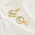 French style light blue enamel flower pendant set with white pearls on silk background - Style 28 Blue Base Sunflower Pearl Pendant
