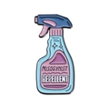 Emaille-Anstecknadel in Blau als Sprühflasche mit rosa Misogynist Repellent Aufdruck - Frauenhasser-Abwehrmittel (QHXZ2338)