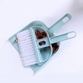 Mini desktop cleaning set with light blue small broom and dustpan for keyboard and crumbs - Nordic Blue with White Bristles