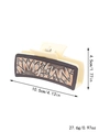 Beige cowboy leather hair claw clip featuring a dark sunflower embossed pattern - Beige Dark Brown Sunflower Embossing (90008)