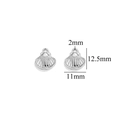 Silver stainless steel scallop shell pendant with 12.5mm height dimension measurements - Steel Color Shell-502