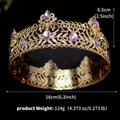 Luxurious gold baroque crown for weddings featuring elegant purple crystals and gems - Pink