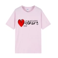 T-shirt rose en coton pour la fête des mères avec motif Happy Mother's Day et cœur - XS / Imprimé Cœur / Rose