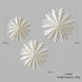 Set di 3 decorazioni a fiocco di neve in carta bianca da 35 cm, 45 cm e 55 cm - Fiocco di Neve a 15 Punte Set E / 35cm/45cm/55cm